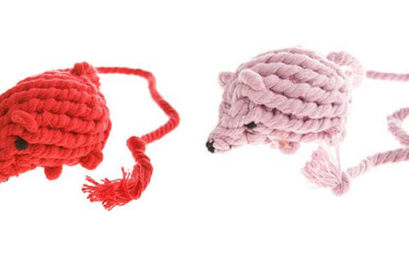 700 cotton rope mouse toy red pink  