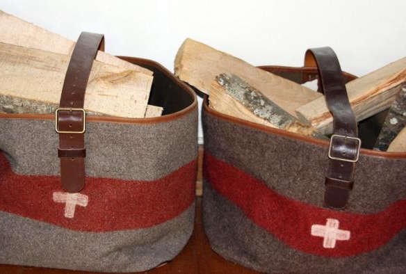 wood log bag  swiss army blanket 8