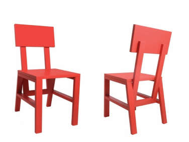700 red stark chair wood  