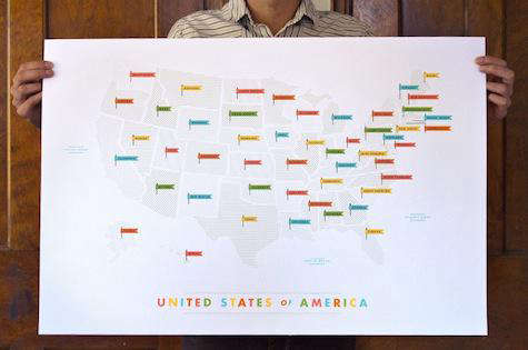 American Flags Map portrait 3