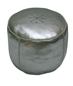 leather poof silver 8