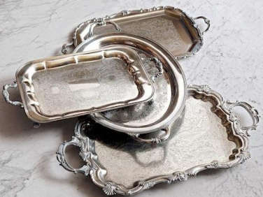 Vintage silver butler trays  