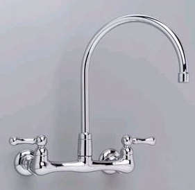 heritage wall mount sink faucet w/ metal lever handles 8