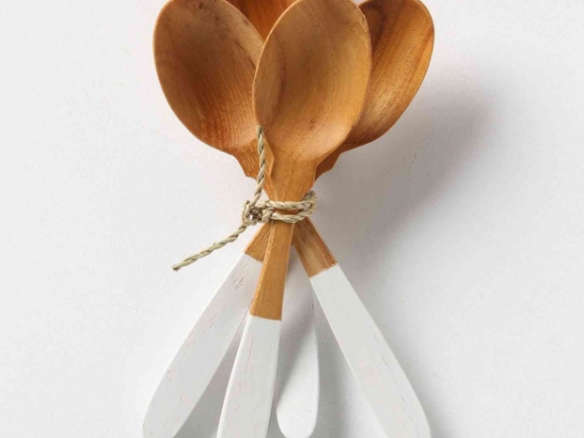 two toned wood spoon set 8