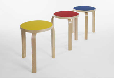 artek stool yellow red blue