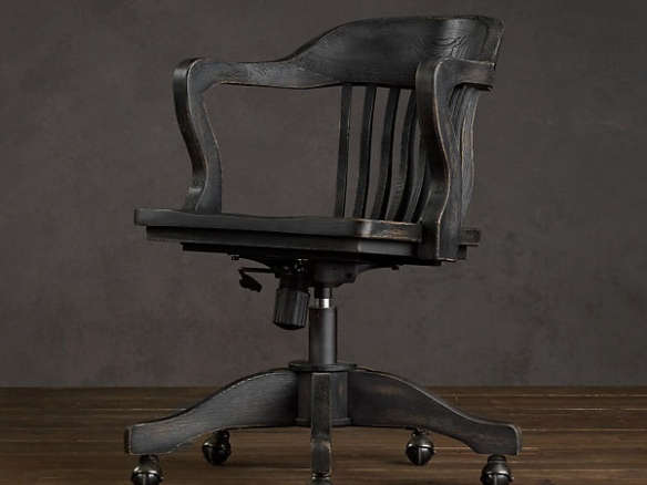 1940s banker’s chair antiqued black 8
