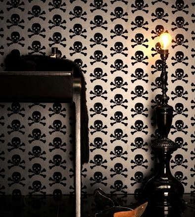 black on gun metal skulls wallpaper 8