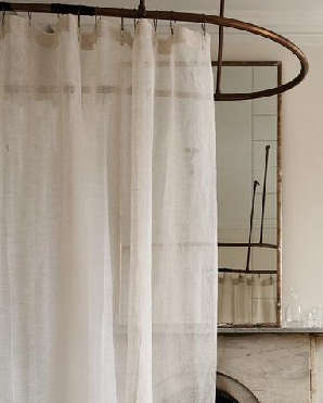 Eileen Fisher Sheer Linen Shower Curtain, Shower Curtain With Sheer Window
