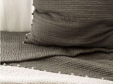 gray silk pompom pillow  