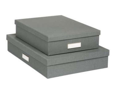 grey linen library storage boxes  