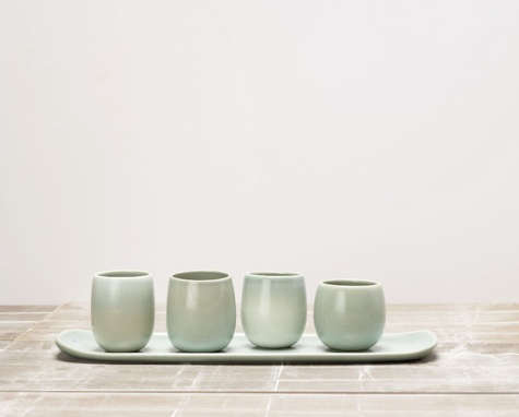 Tabletop Gray Ceramic Pitcher from Haus Interior portrait 10