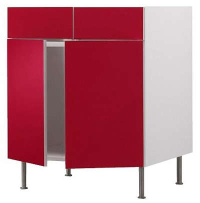 Akurum Base Cabinet For Sink Red, Akurum Base Cabinet