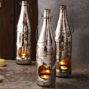 mercury glass recycled bottle tealight lantern 8