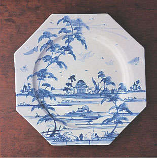 blue country house dinner plate 8