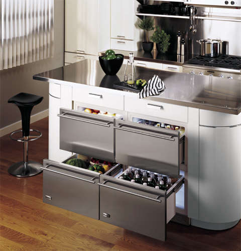 Choosing Undercounter Refrigeration: Refrigerator Drawers vs ... - Above: Sub-Zero offers a trio of two-drawer undercounter refrigerator drawer  configurations: refrigerator only, freezer only, and a combination ...