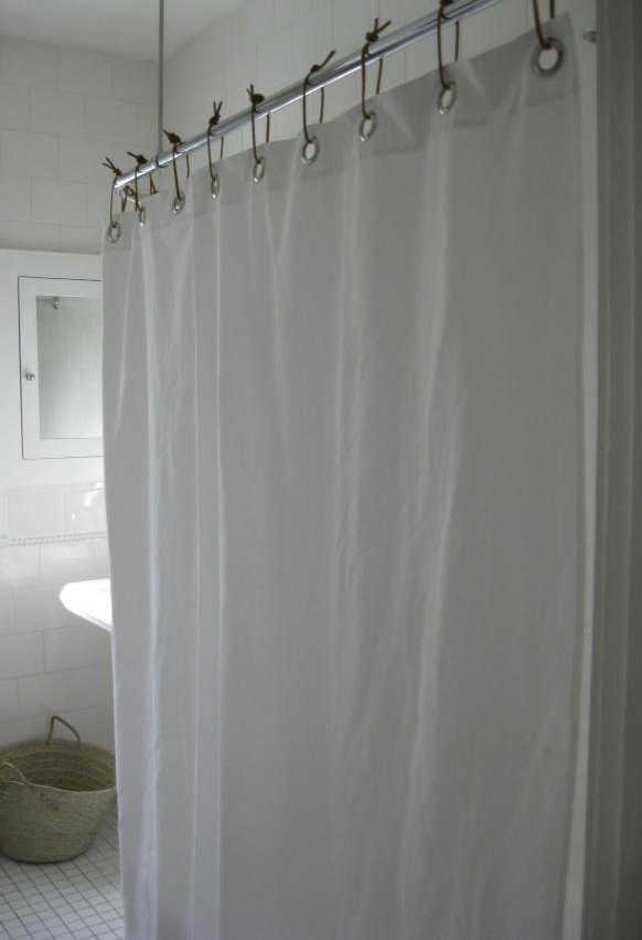 Sy Cotton Duck Shower Curtain, White Cotton Duck Shower Curtain