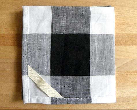 dish towel linen black plaid 8