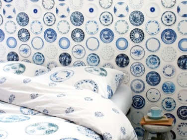 studio ditte porcelain blue duvet wallpaper  