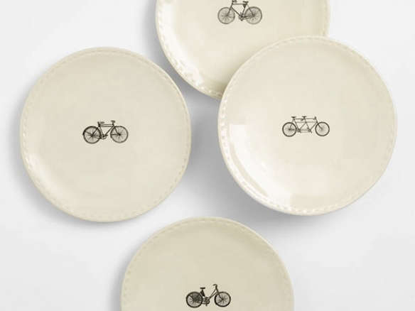 rae dunn bicycle plate set  