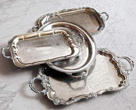 Vintage silver butler trays