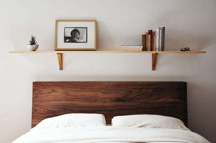 A Wooden Storage Headboard Made With, Wood Headboard With Shelves