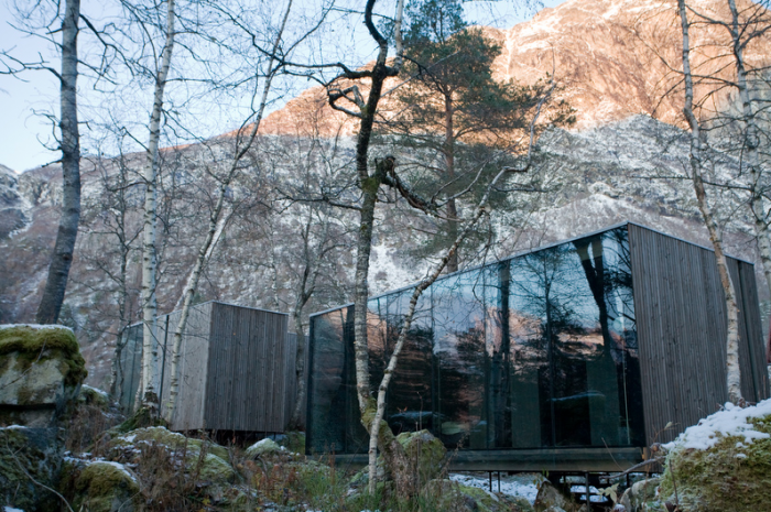 700 juvet landscape hotel in norway glass box wtih mountain views