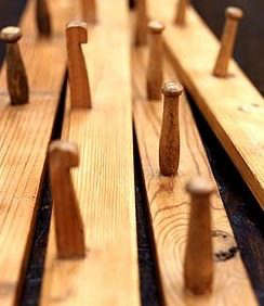 vintage wooden peg rails  