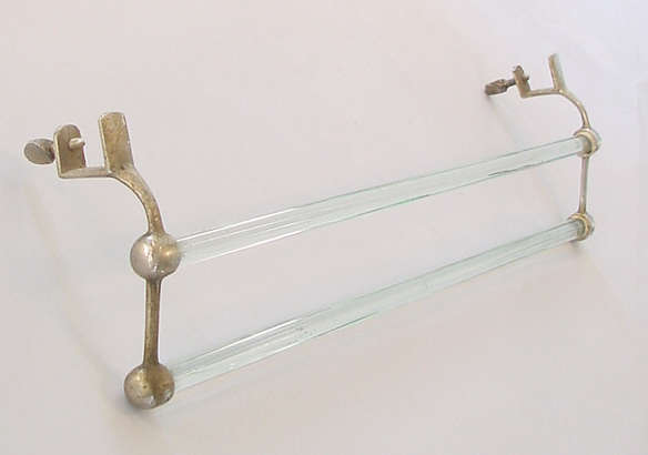 vintage french double glass towel bar with nickel ends 8
