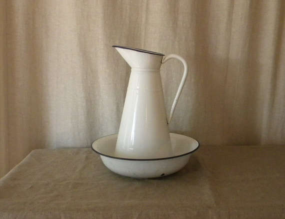 vintage french enamel pitcher and basin 8