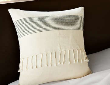 west elm striped fringed pillow  