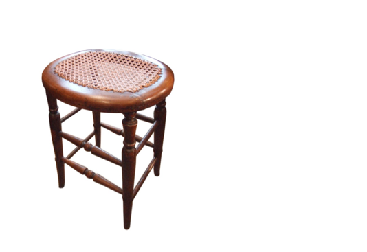 turned leg stool with wicker top 8