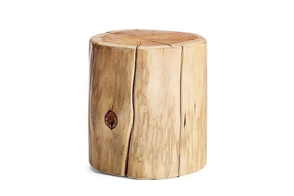 wooden stump stool light wood  