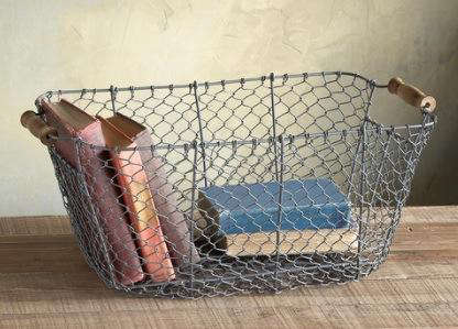 wood handled wire basket 8