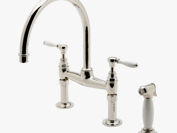 easton classic two hole bridge gooseneck faucet, lever handles 8