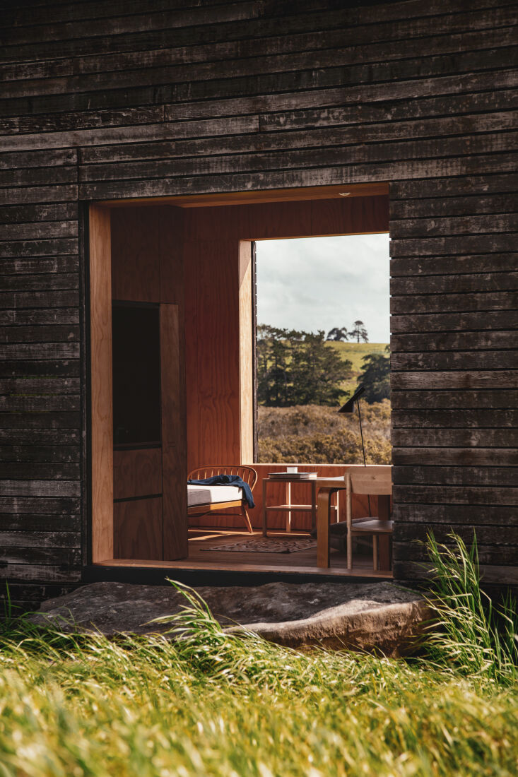 each cabin has two openings: one serves as an entrance, the other as a window.  14
