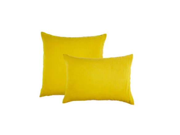 yellow ochre rectangular pre washed linen pillowcase 8