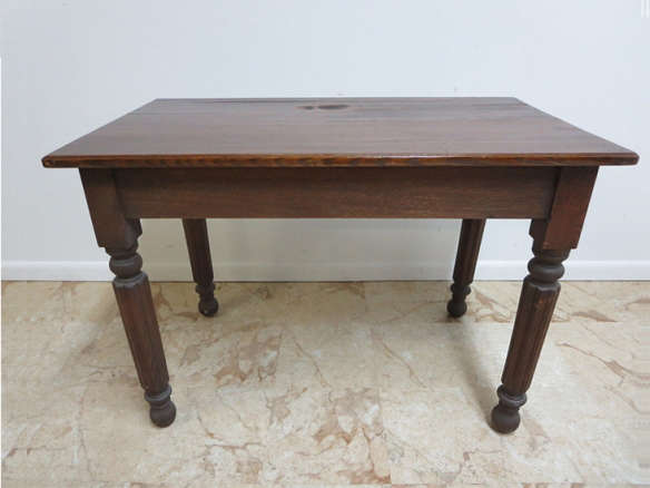 Antique Victorian Primitive Turned Leg, Farm Table Desk