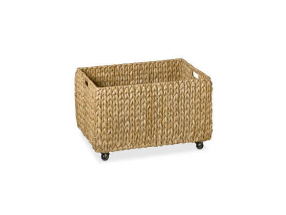 nantucket woven seagrass rectangular bin on wheels 8