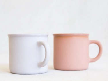 colored clay mugs  