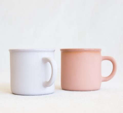 colored clay mugs  