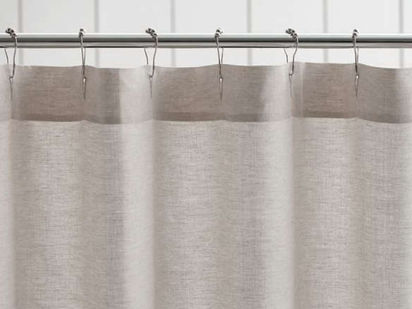 belgian linen hemstitch shower curtain, gray 8
