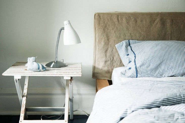 A Summer Bedroom Inspired By The Rose, Diy Linen Slipcover Headboard