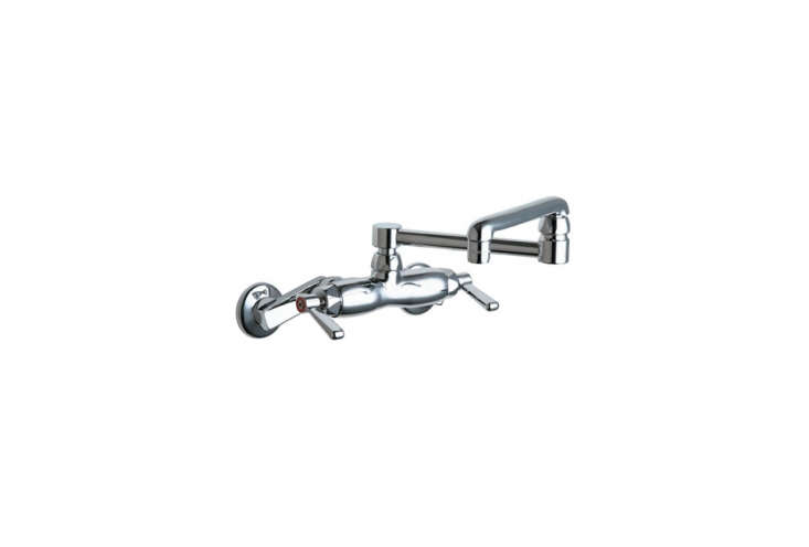 the chicago faucets wall mounted adjustable center kitchen faucet has an articu 27