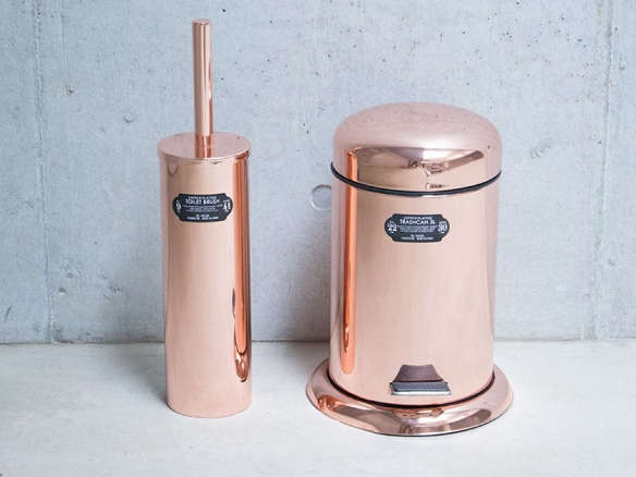 puebco copper trash can toilet brush  