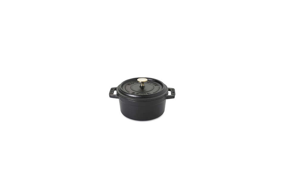 the french made staub cast iron mini cocotte in matte black is \$94.99 fro 23