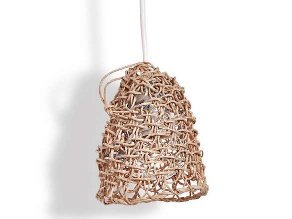 woven recycled paper pendant gardenista  
