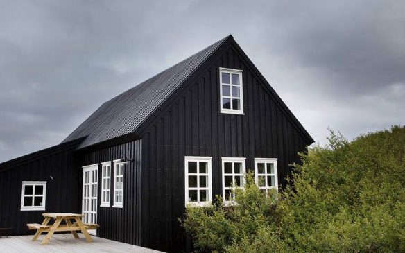 2 black timber frame house iceland airbnb  