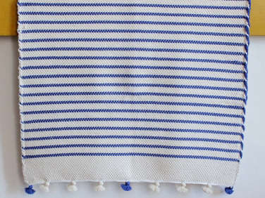 moroccan bath mat blue stripe  
