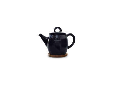 hoganas black teapot wooden lid  