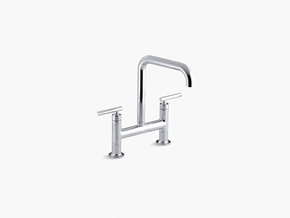 kohler purist 12 in. 2 handle deck mount high arc bridge kitchen faucet 8